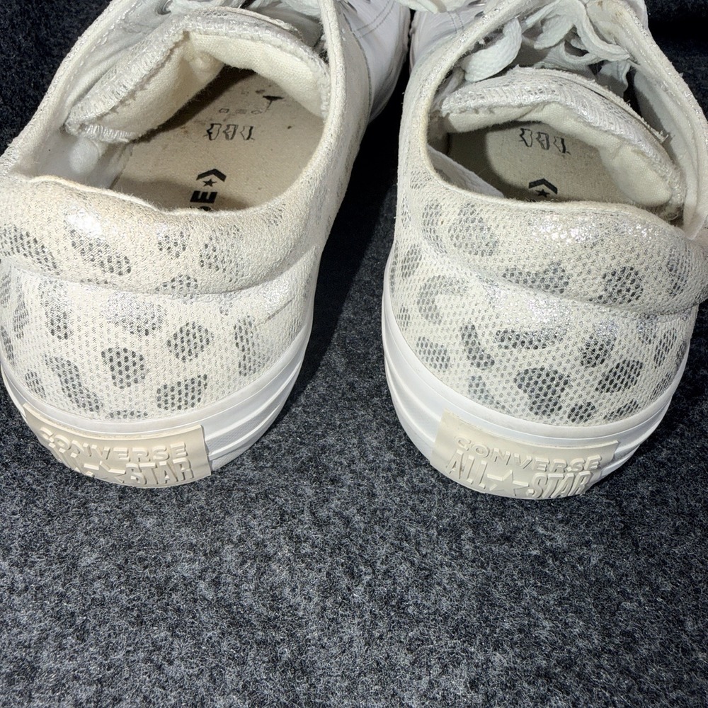 Converse Chuck Taylor All Star White Leather Leopard Print Sneakers Womens 10 - Picture 8 of 13